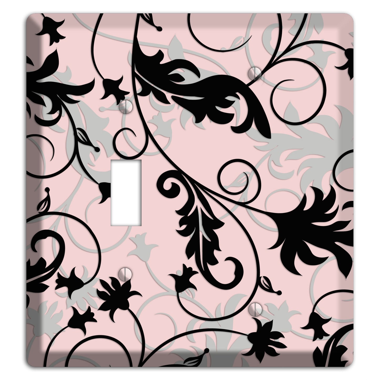 Dusty Pink Grey Black Victorian Sprig Toggle / Blank Wallplate