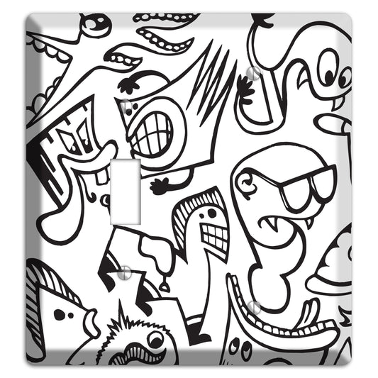Black and White Whimsical Faces 1 Toggle / Blank Wallplate