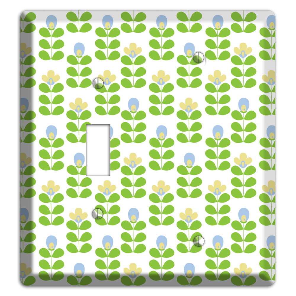 Periwinkle and Beige Deco Floral Half Drop Toggle / Blank Wallplate