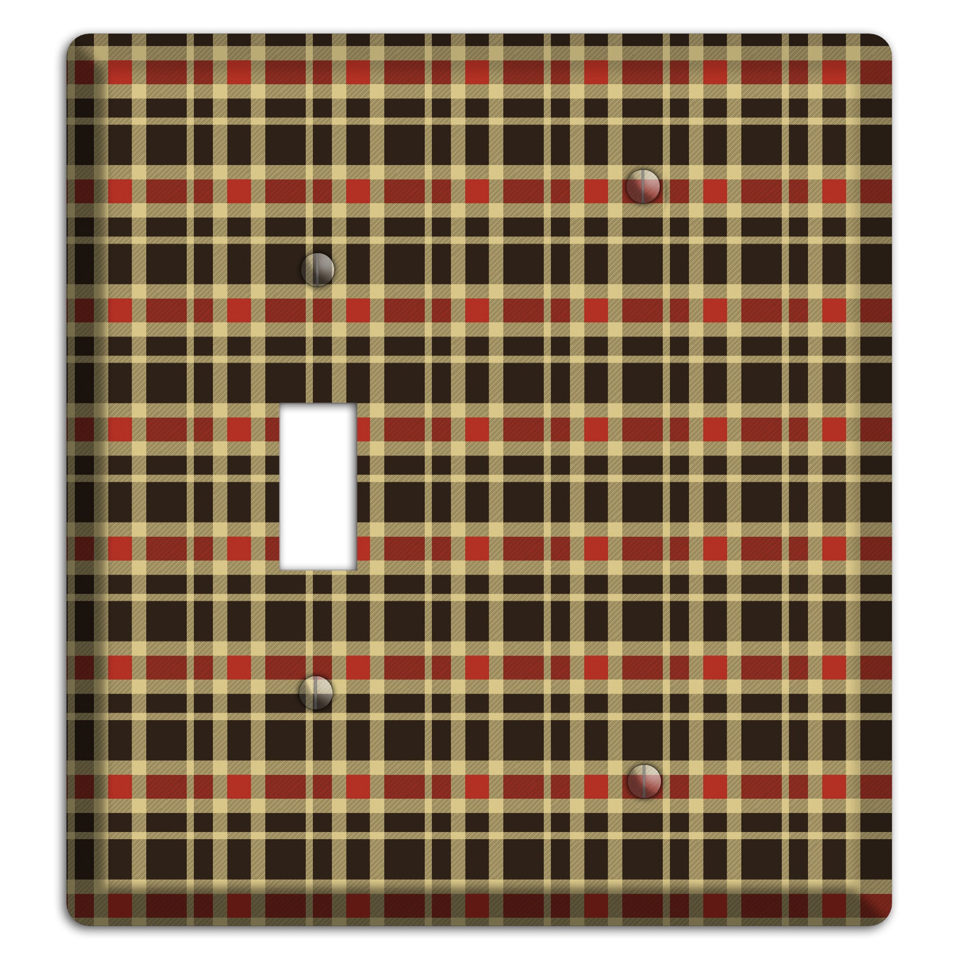 Maroon and Black Plaid Toggle / Blank Wallplate