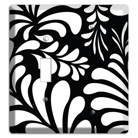 Black with White Herati Toggle / Blank Wallplate