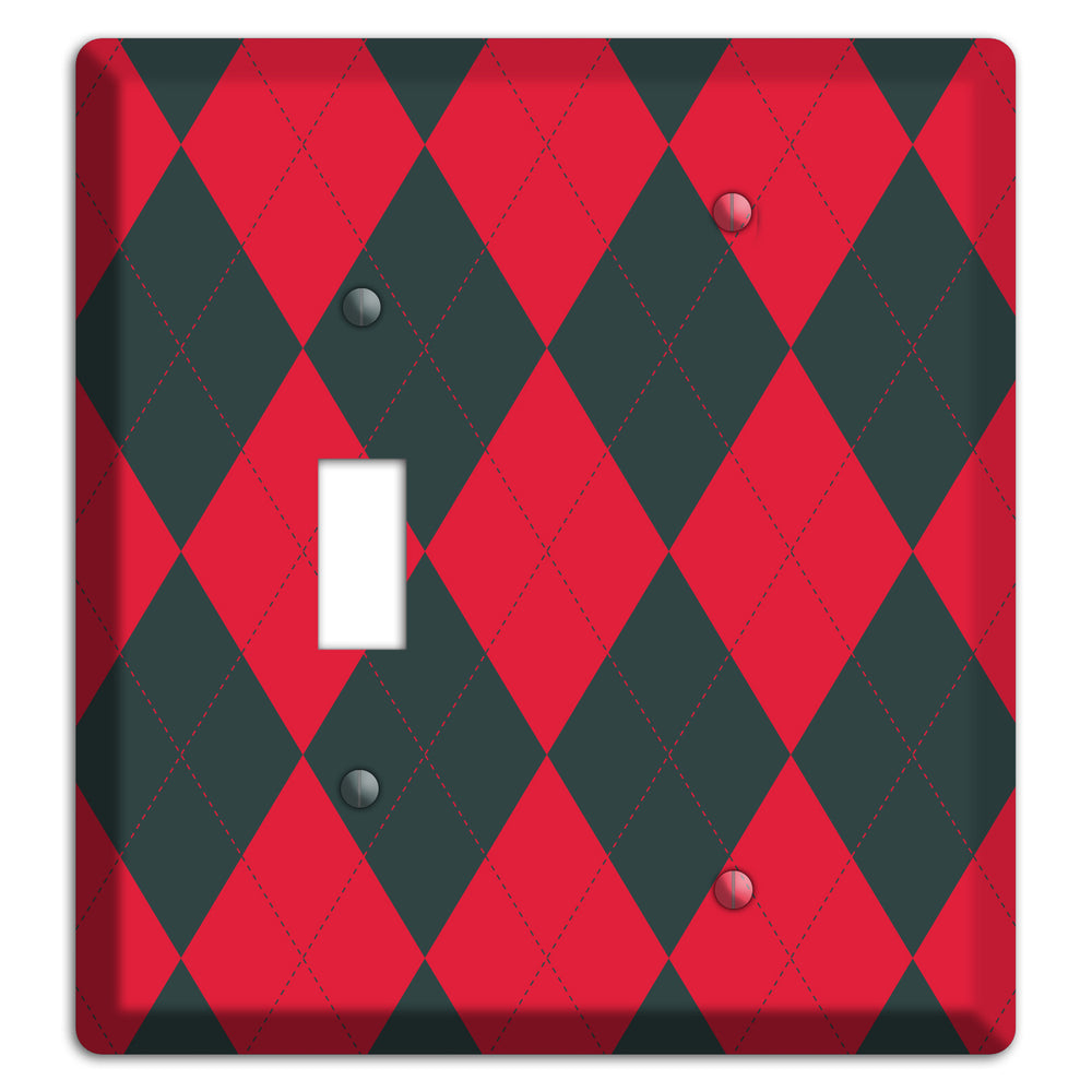 Red and Black Argyle Toggle / Blank Wallplate