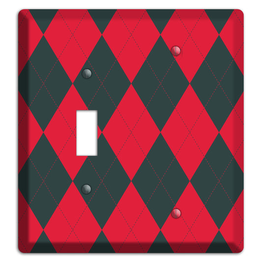 Red and Black Argyle Toggle / Blank Wallplate