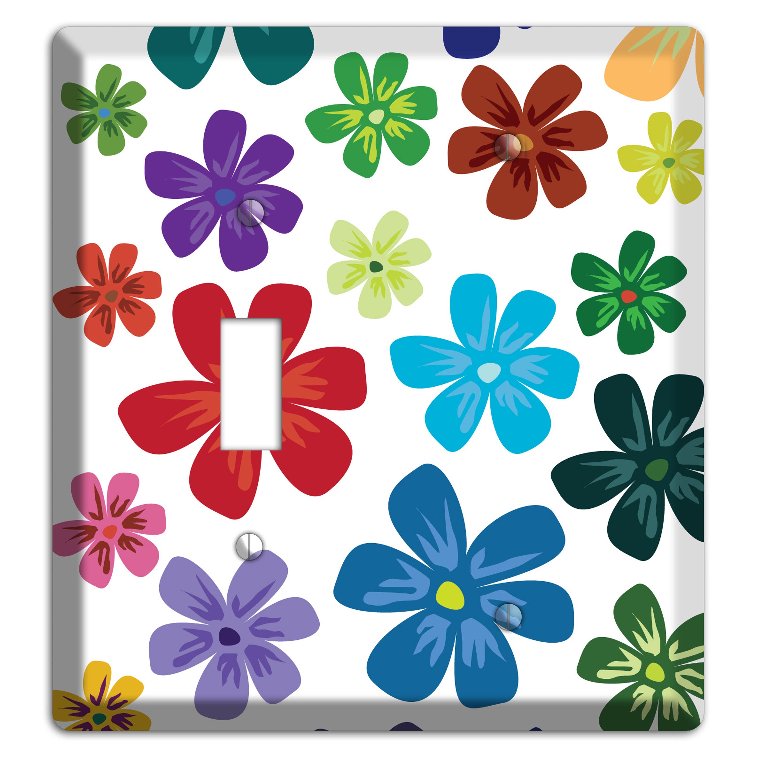 White Flowers Toggle / Blank Wallplate