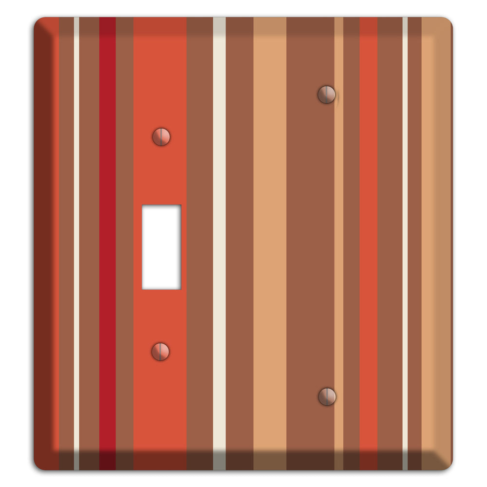 Multi Coral Vertical Stripe Toggle / Blank Wallplate