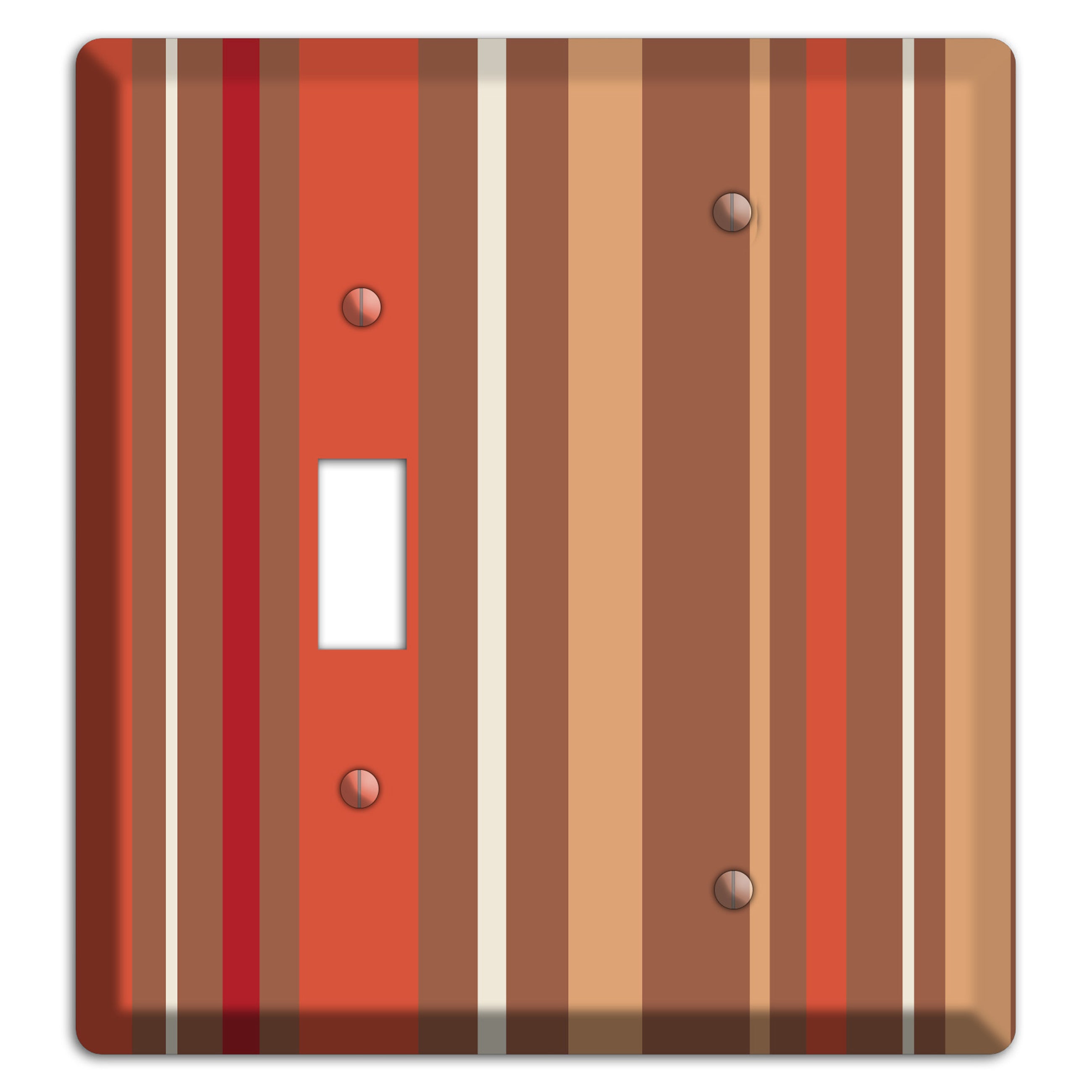 Multi Coral Vertical Stripe Toggle / Blank Wallplate
