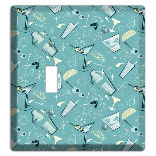 Retro Cocktails Teal Toggle / Blank Wallplate