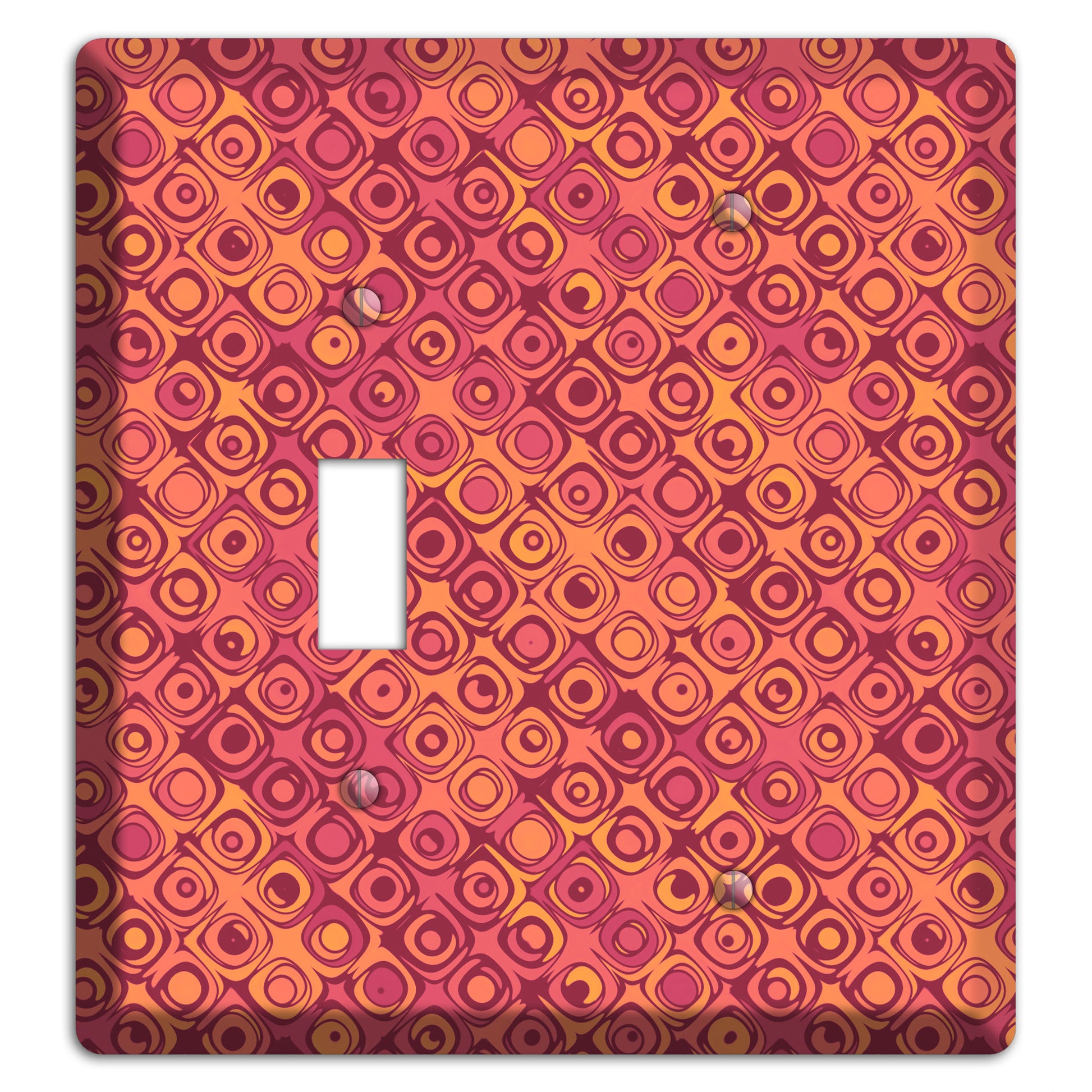 Coral Grunge Retro Circles Toggle / Blank Wallplate