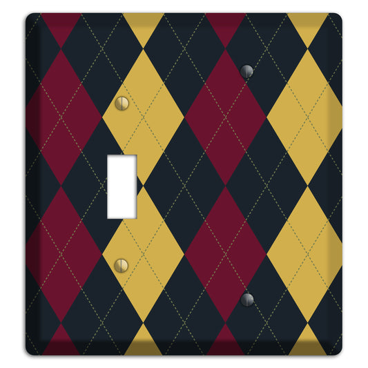 Deep Red and Yellow Argyle Toggle / Blank Wallplate