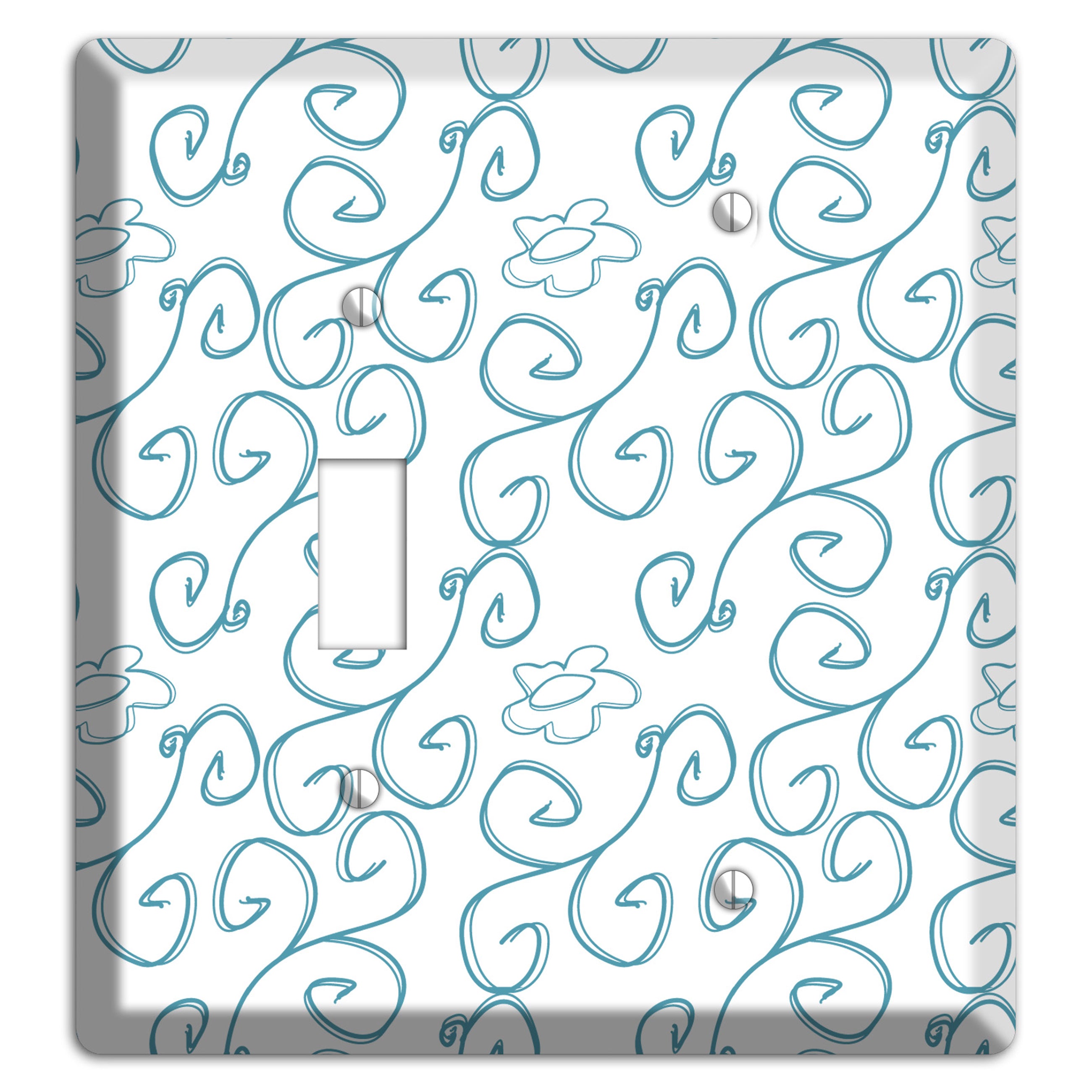 Blue Scroll Flower Contour Toggle / Blank Wallplate