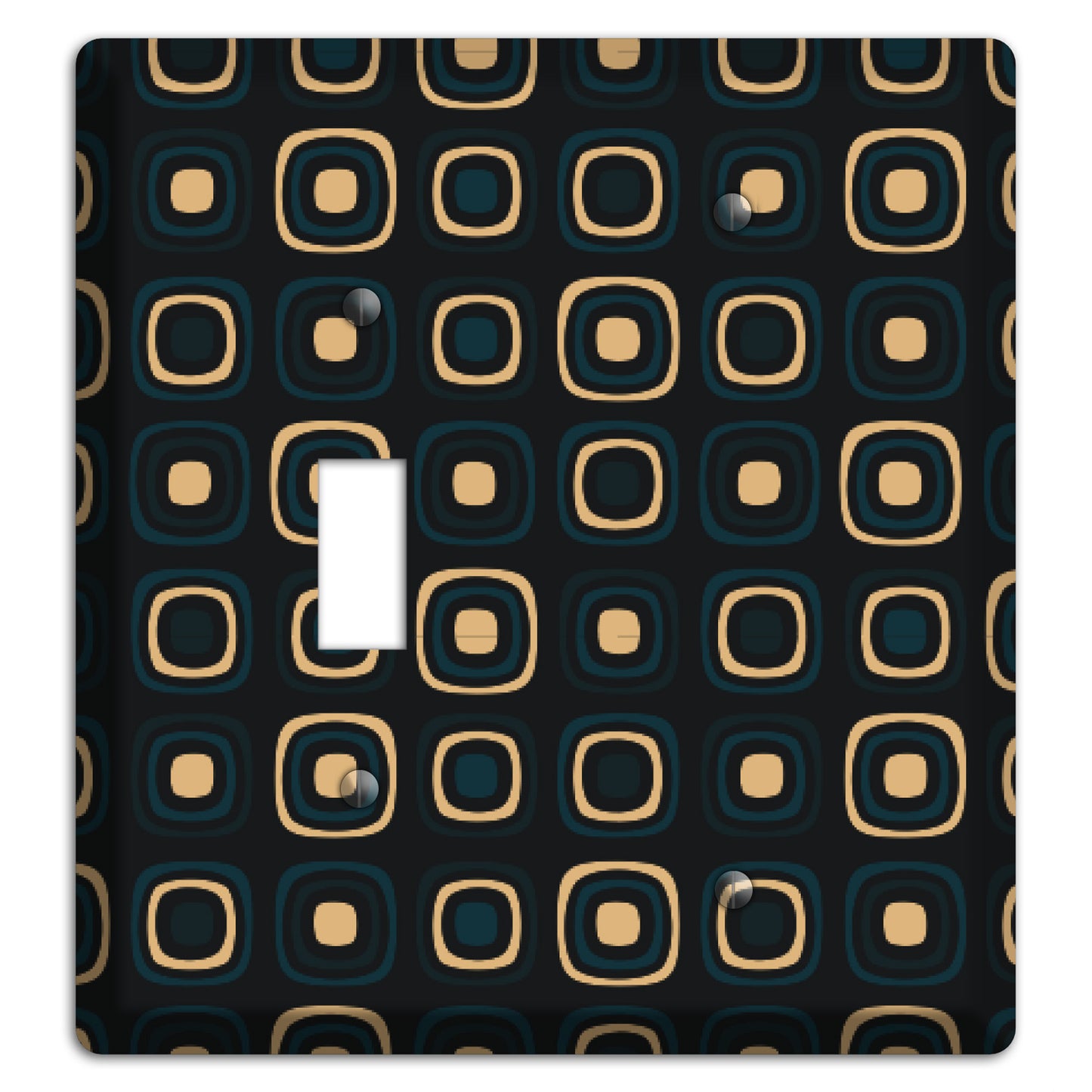 Black and Yellow Rounded Squares Toggle / Blank Wallplate