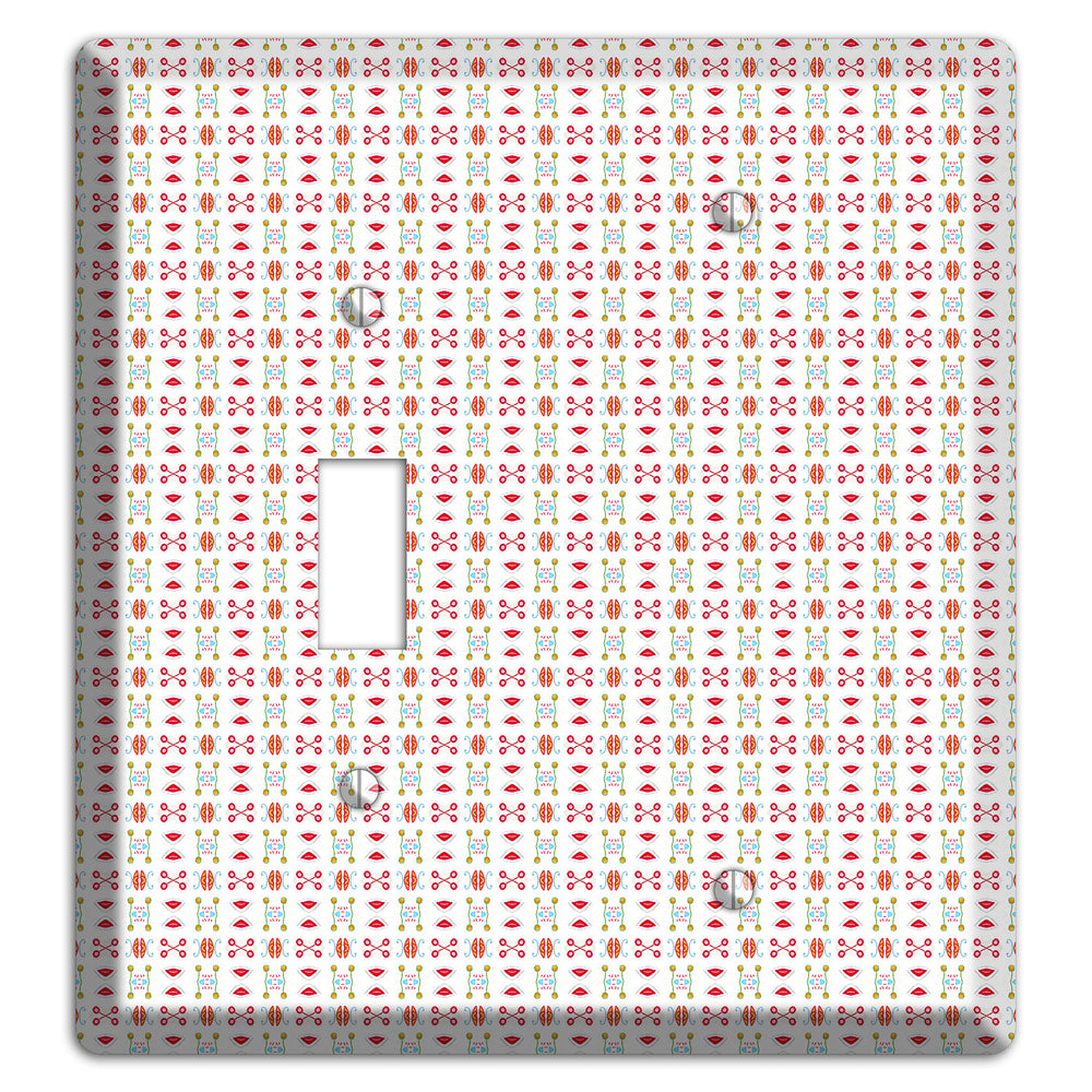 White Red Blue Olive Retro Toggle / Blank Wallplate