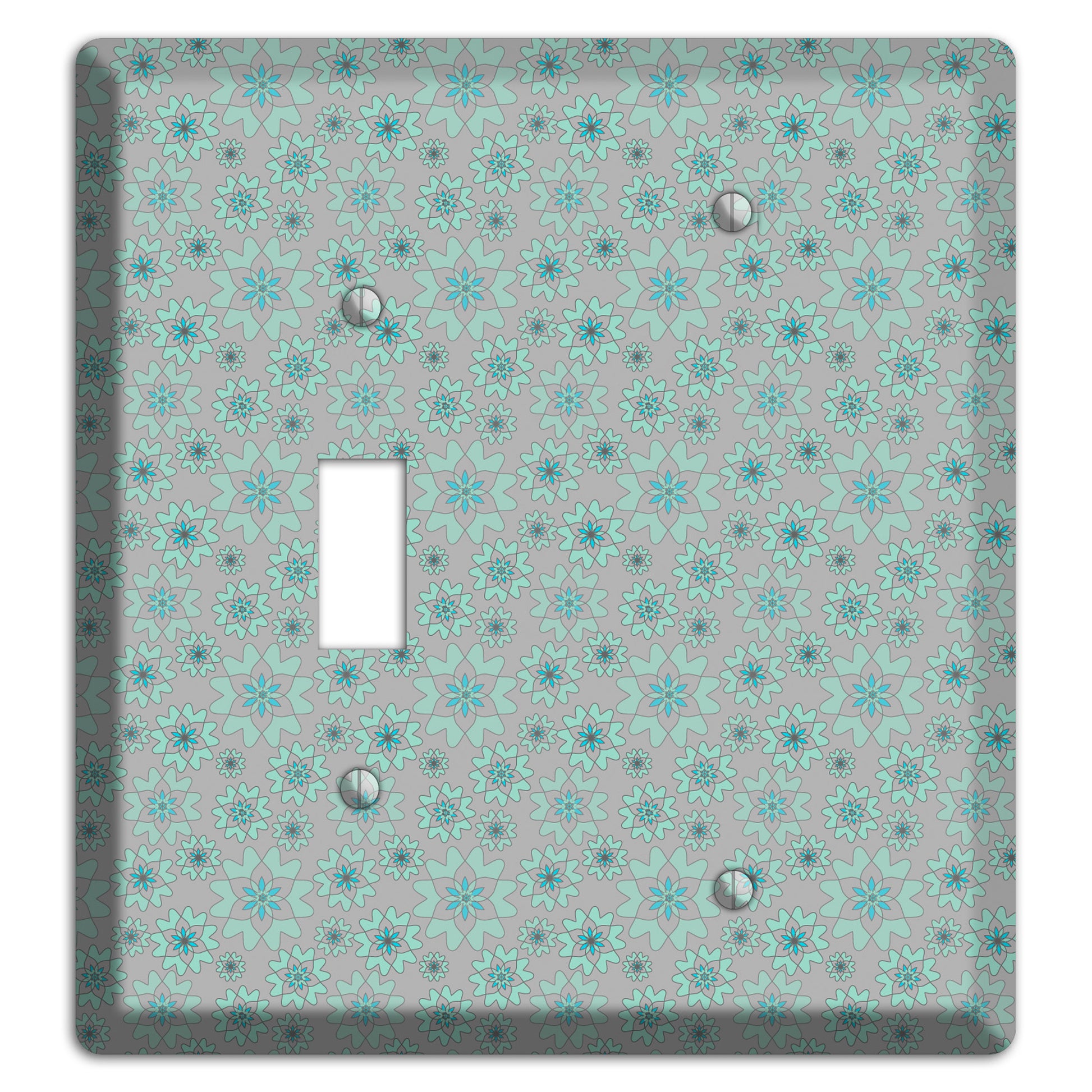 Grey with Tiny Aqua Retro Suzani Toggle / Blank Wallplate