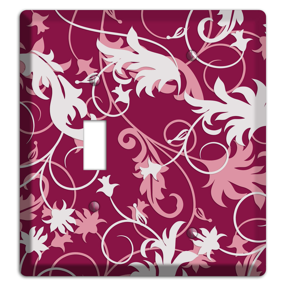 Fuschia and Pink Victorian Sprig Toggle / Blank Wallplate