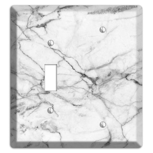 White and Gray Marble Toggle / Blank Wallplate