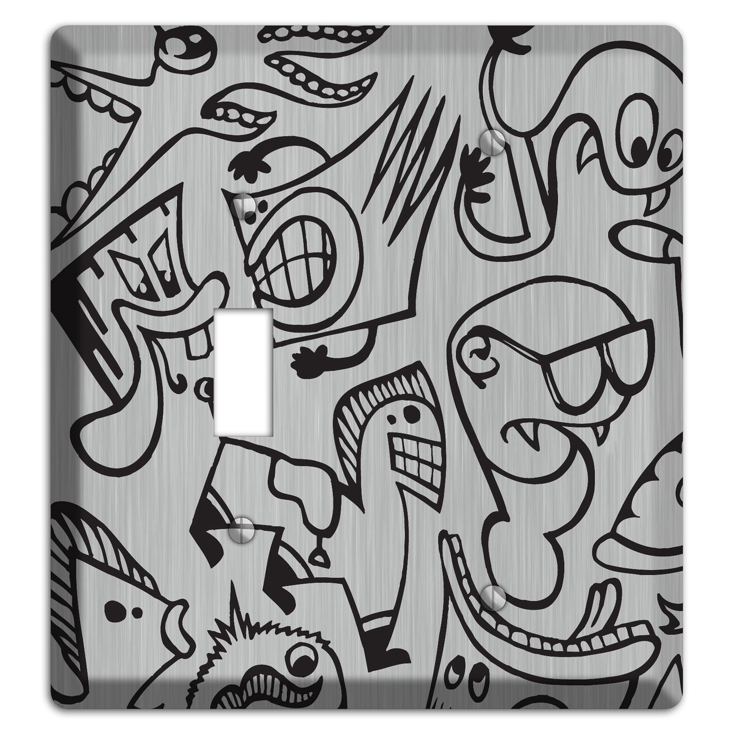 Whimsical Faces 1  Stainless Toggle / Blank Wallplate
