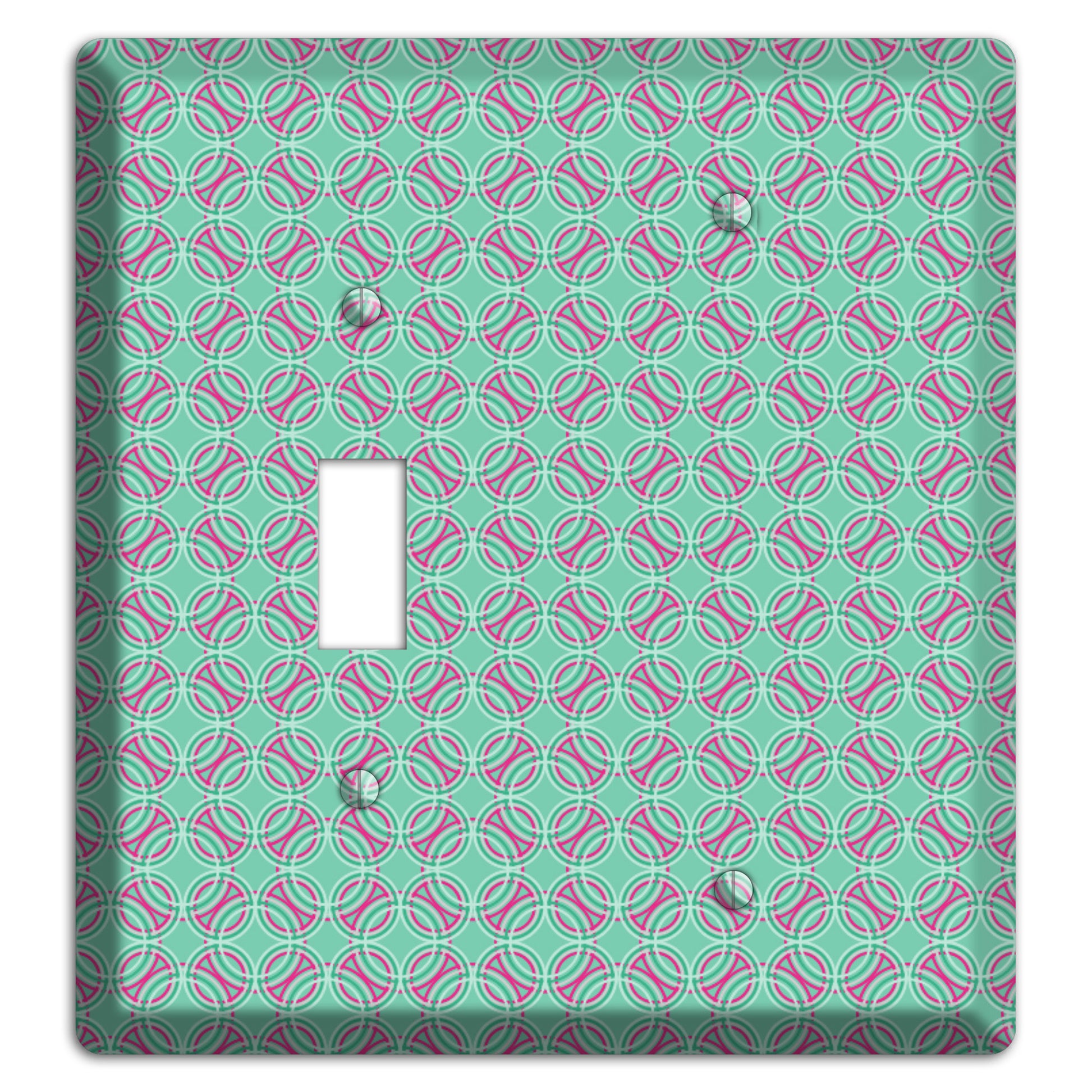 Multi Aqua with Fuschia Concentric Circles Overlay Toggle / Blank Wallplate
