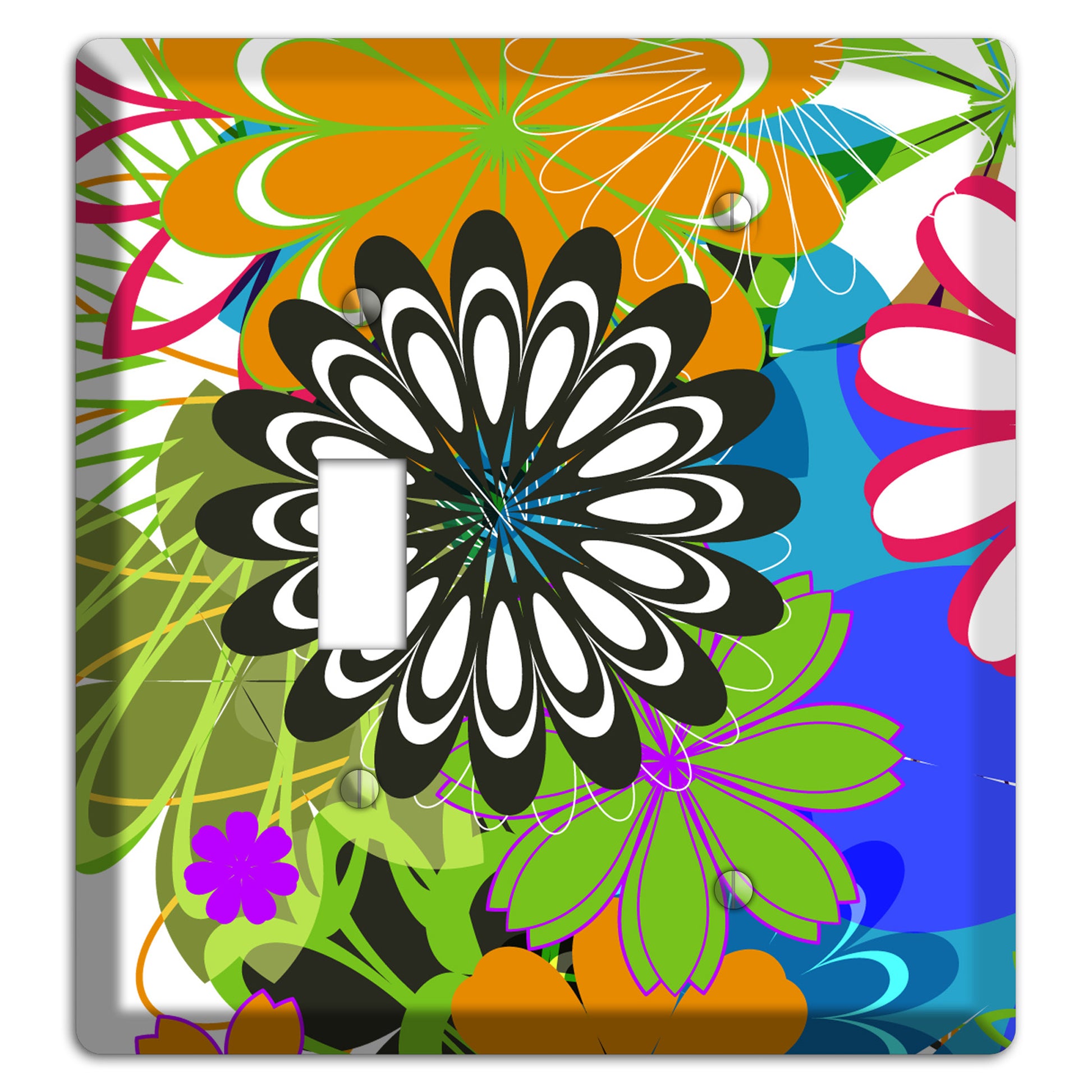Multi Retro Flowers Toggle / Blank Wallplate