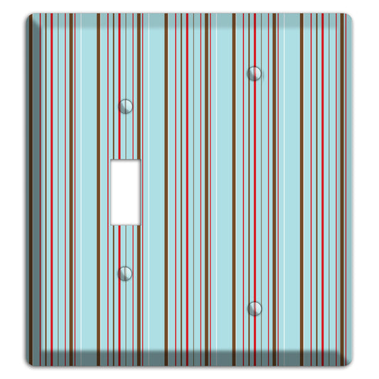 Dusty Blue with Red and Brown Vertical Stripes Toggle / Blank Wallplate