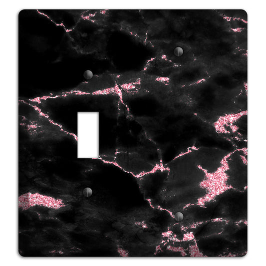 Petite Orchid and Black Marble Toggle / Blank Wallplate