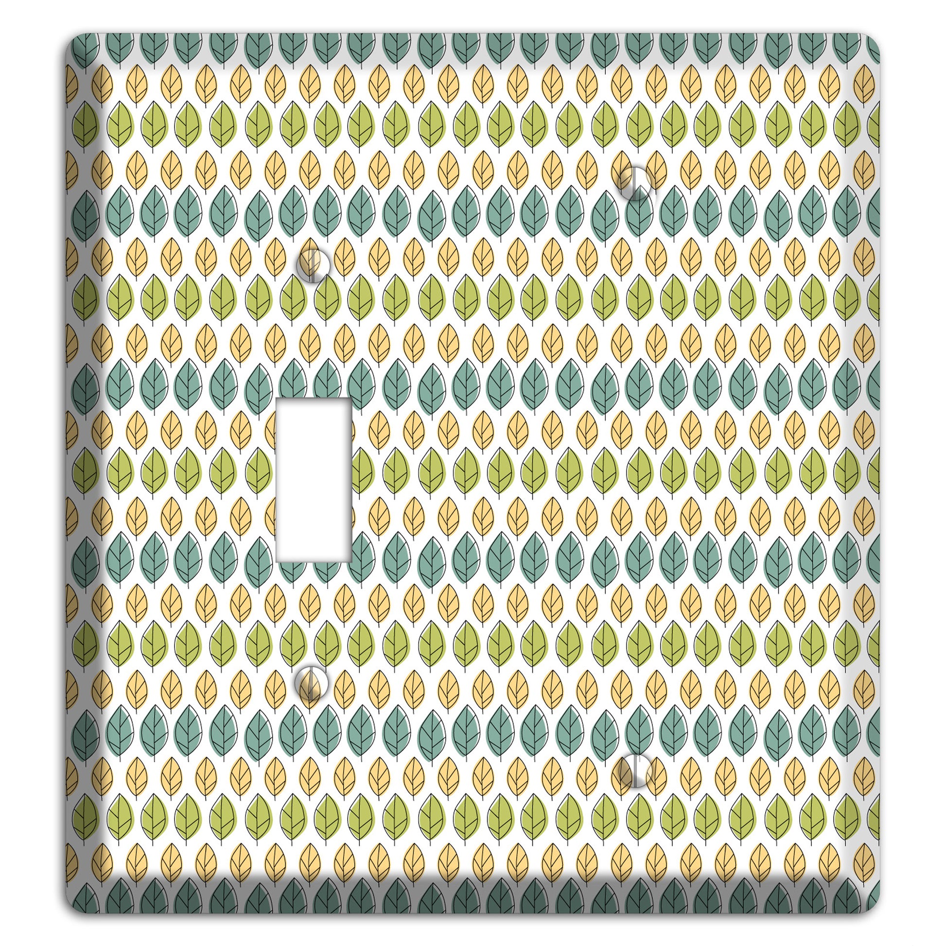 Sage Beige Dusty Blue Leaf Contour Toggle / Blank Wallplate