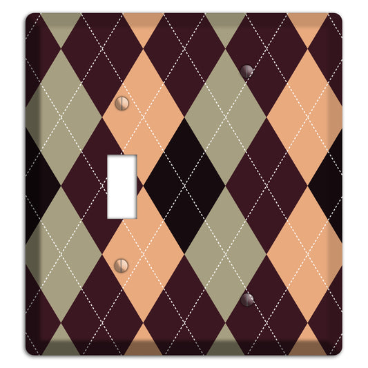 Beige and Brown Argyle Toggle / Blank Wallplate