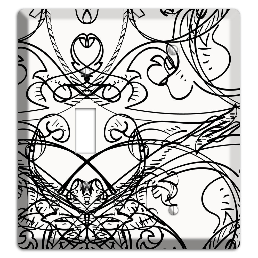 White Deco Sketch Toggle / Blank Wallplate
