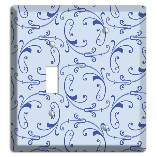 Light Blue Victorian Sprig Toggle / Blank Wallplate