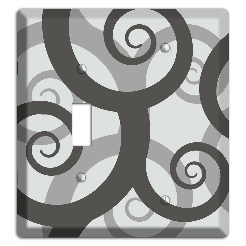 Grey with Black Large Swirl Toggle / Blank Wallplate
