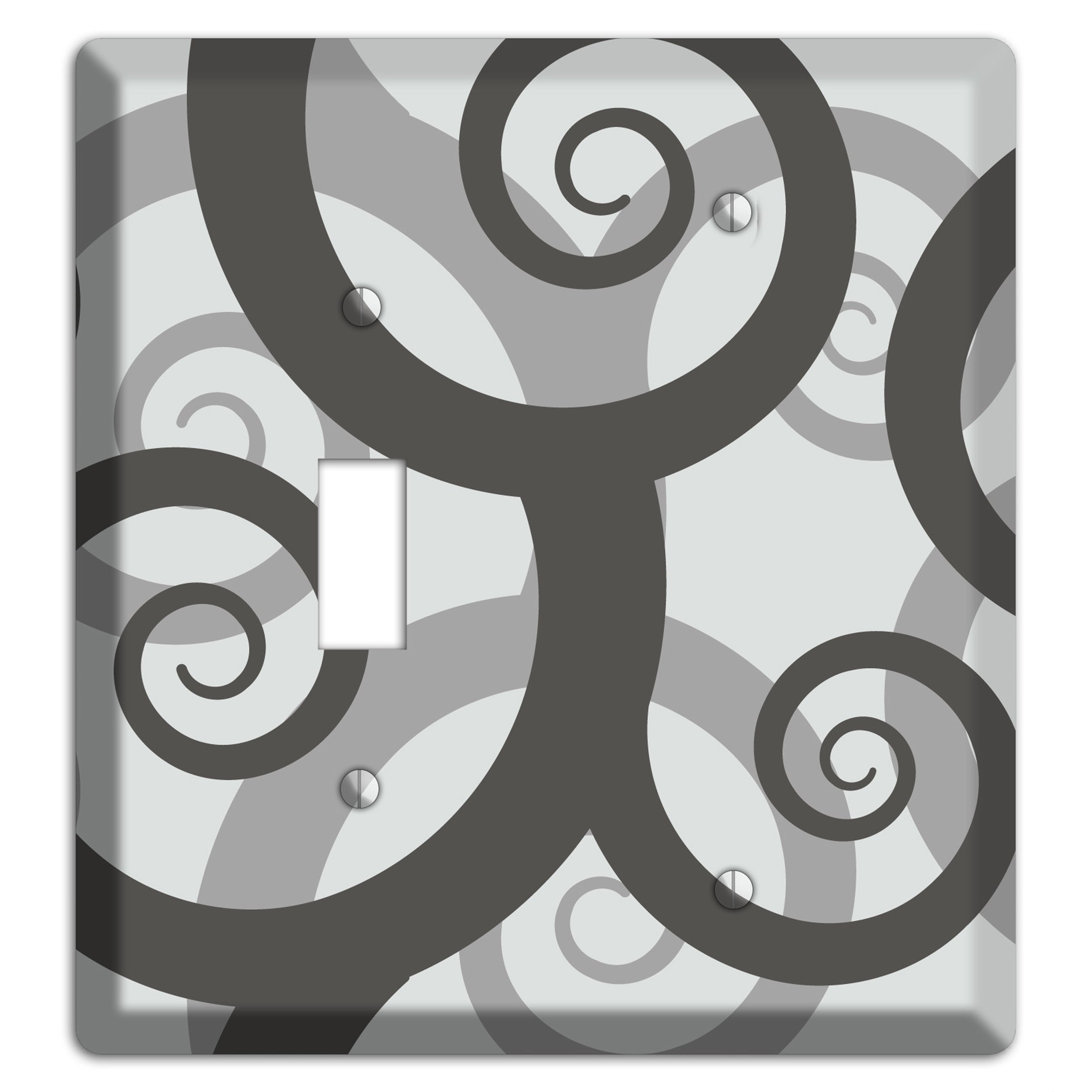 Grey with Black Large Swirl Toggle / Blank Wallplate