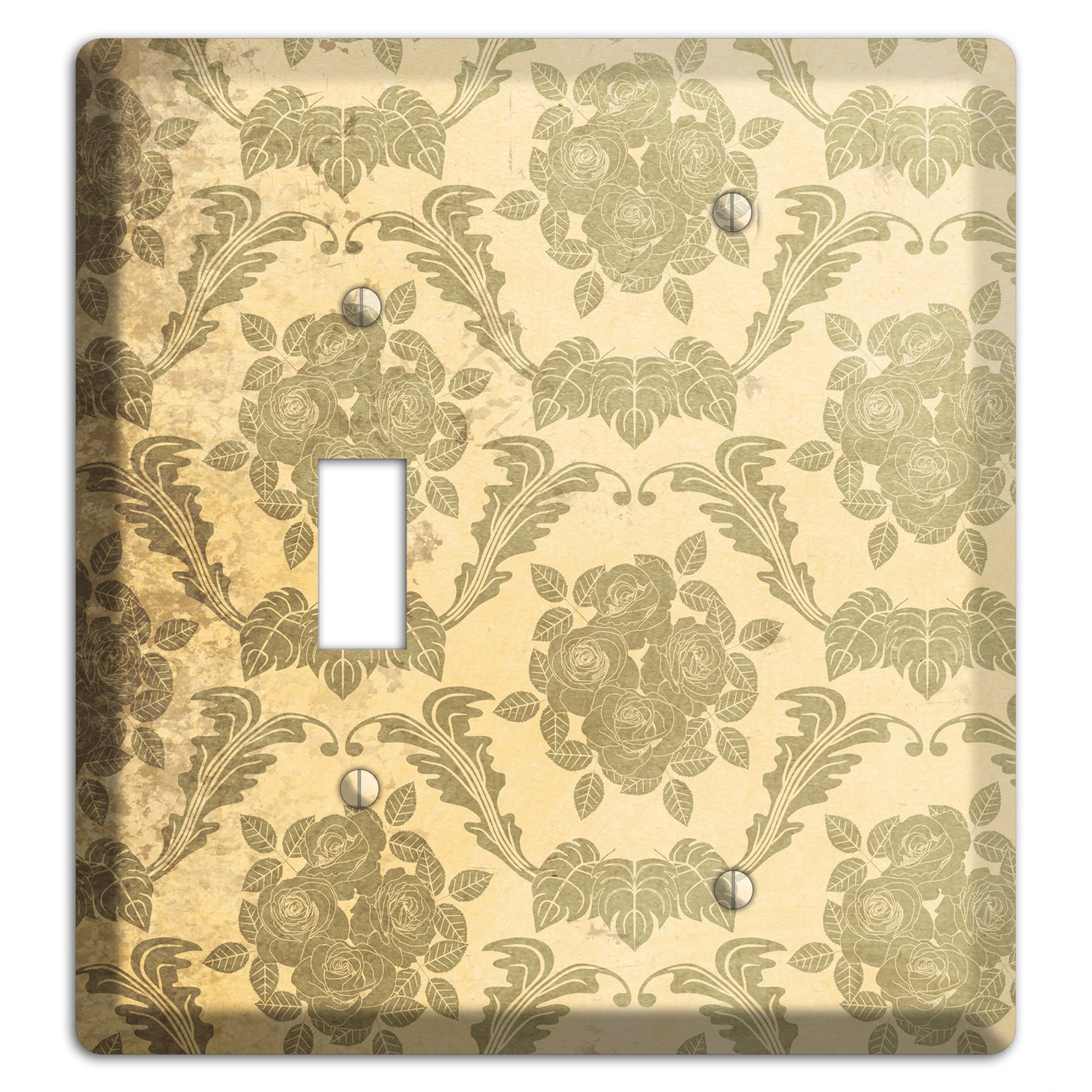 Straw Vintage Rose Damask Toggle / Blank Wallplate