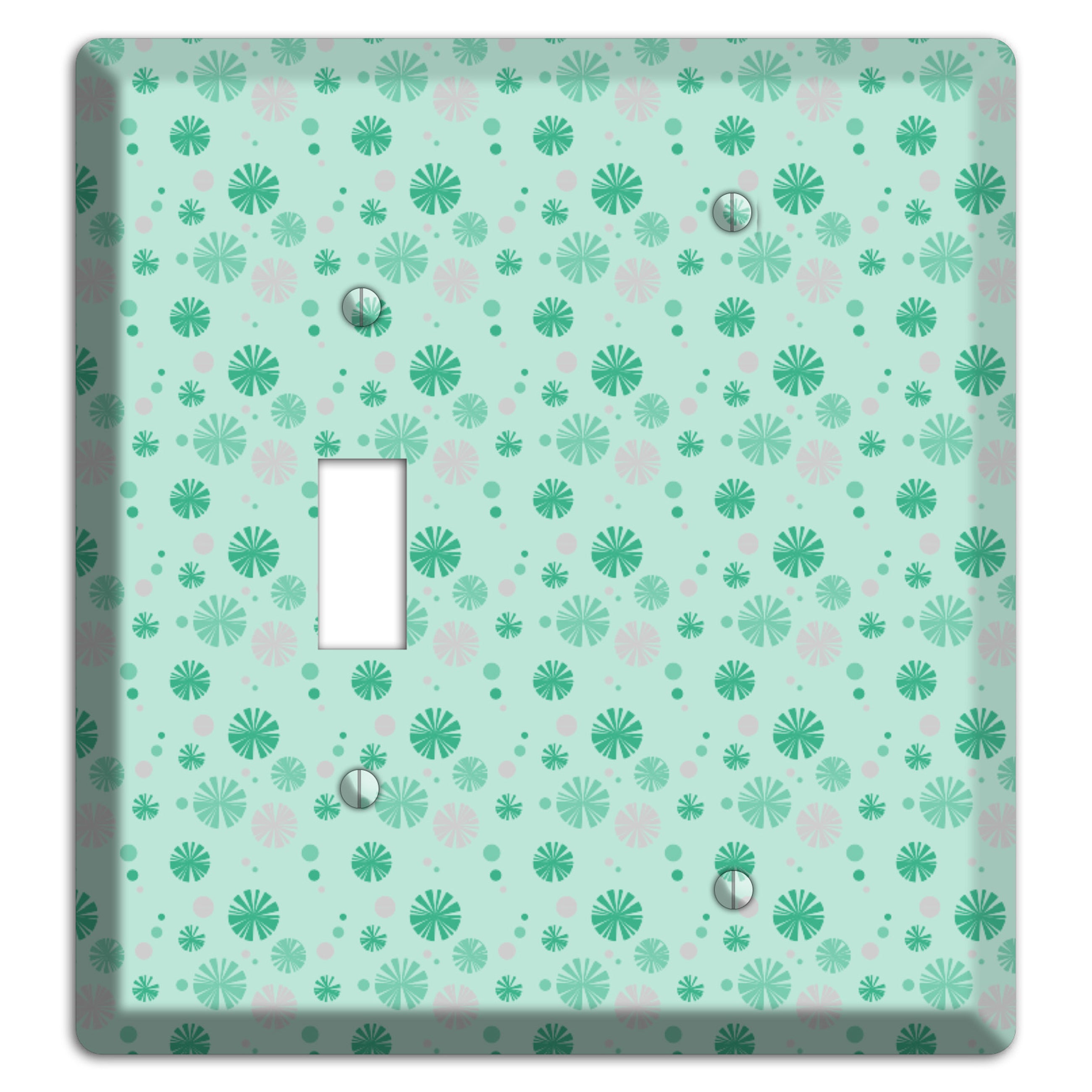 Multi Aqua and Grey Retro Burst Toggle / Blank Wallplate