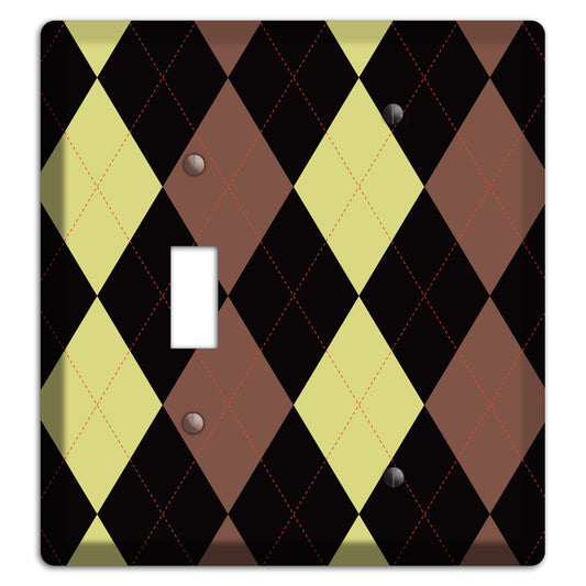 Yellow and Brown Argyle Toggle / Blank Wallplate
