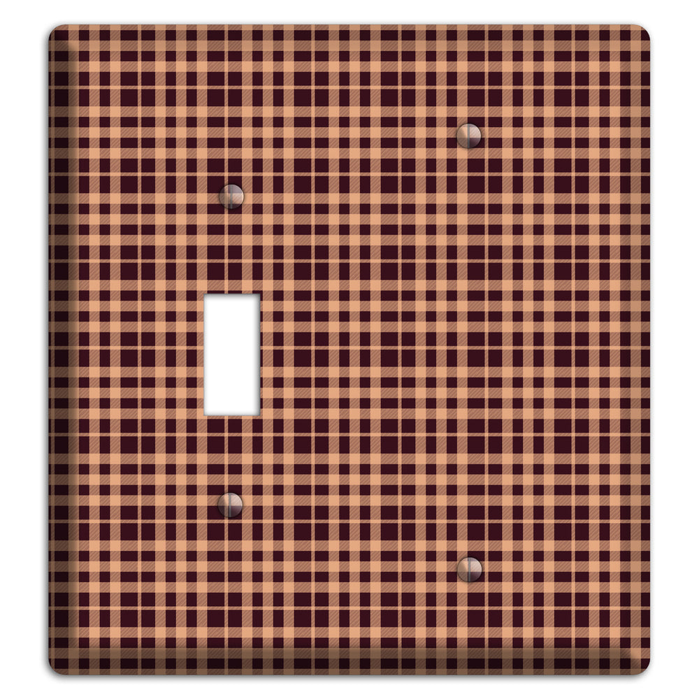 Beige and Black Plaid Toggle / Blank Wallplate