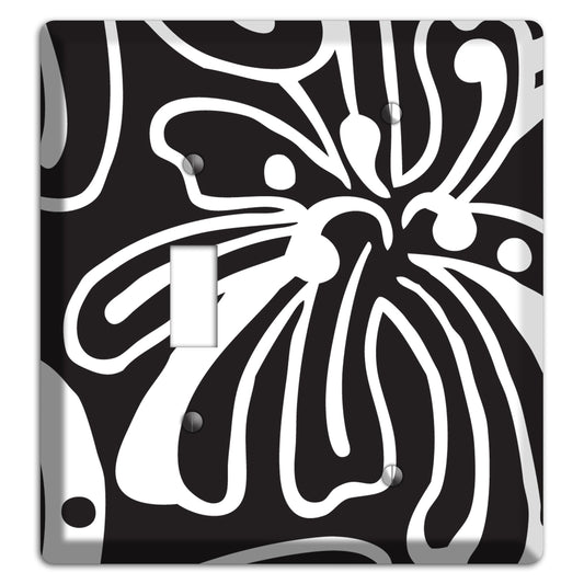 Black with White Flower Toggle / Blank Wallplate