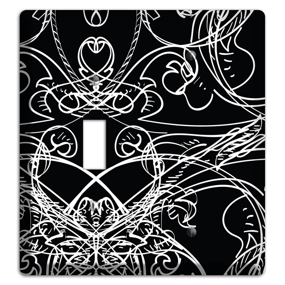 Black Deco Sketch Toggle / Blank Wallplate