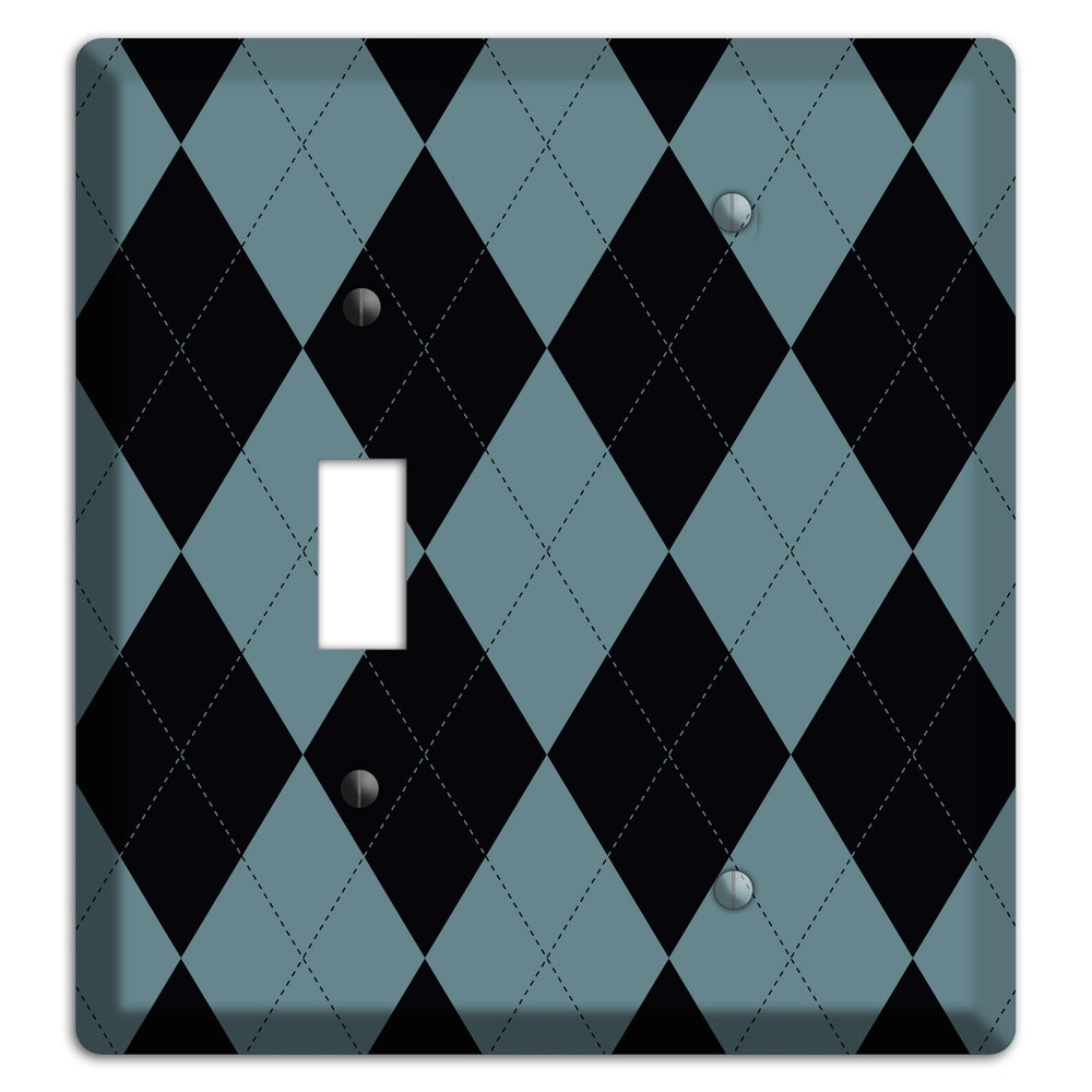 Blue and Black Argyle Toggle / Blank Wallplate