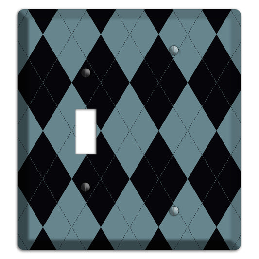 Blue and Black Argyle Toggle / Blank Wallplate