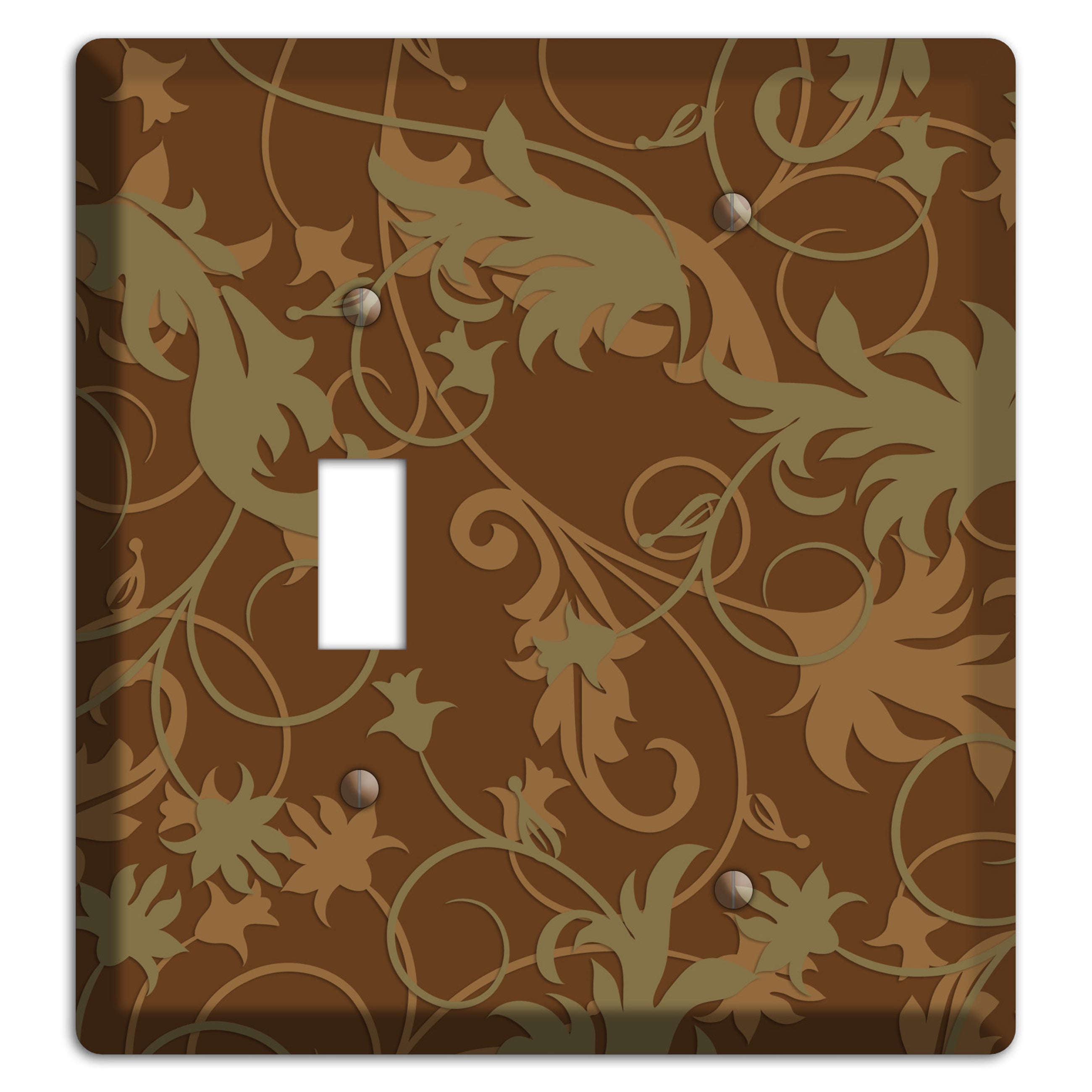 Brown and Olive Victorian Sprig Toggle / Blank Wallplate