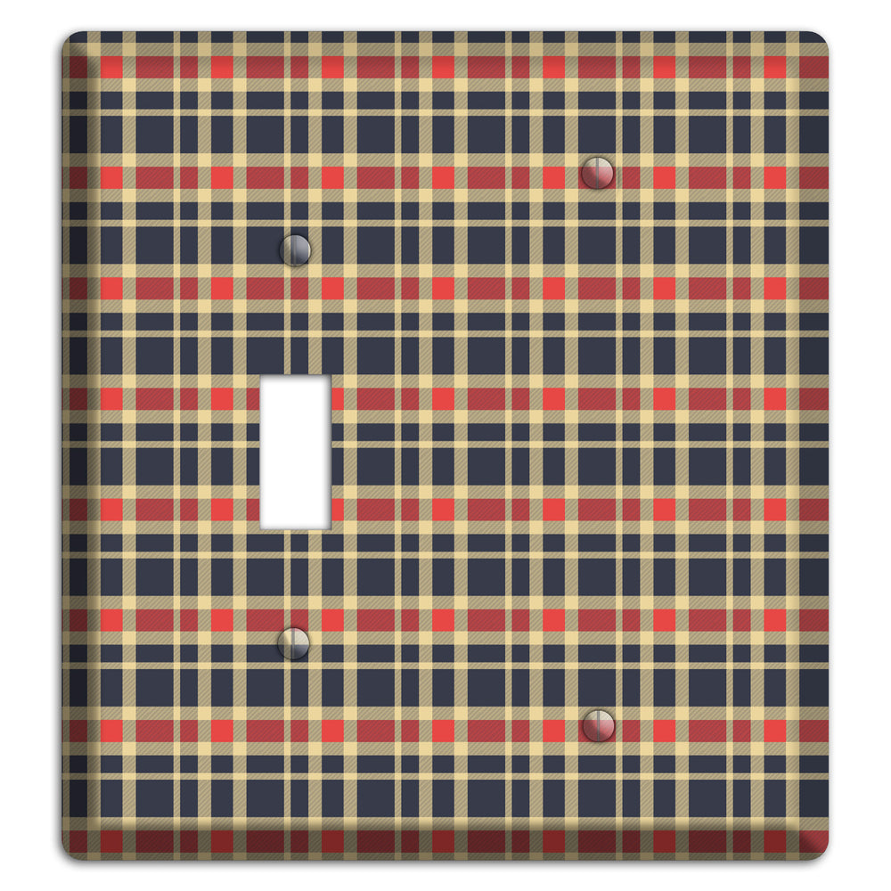 Maroon and Black Plaid 2 Toggle / Blank Wallplate
