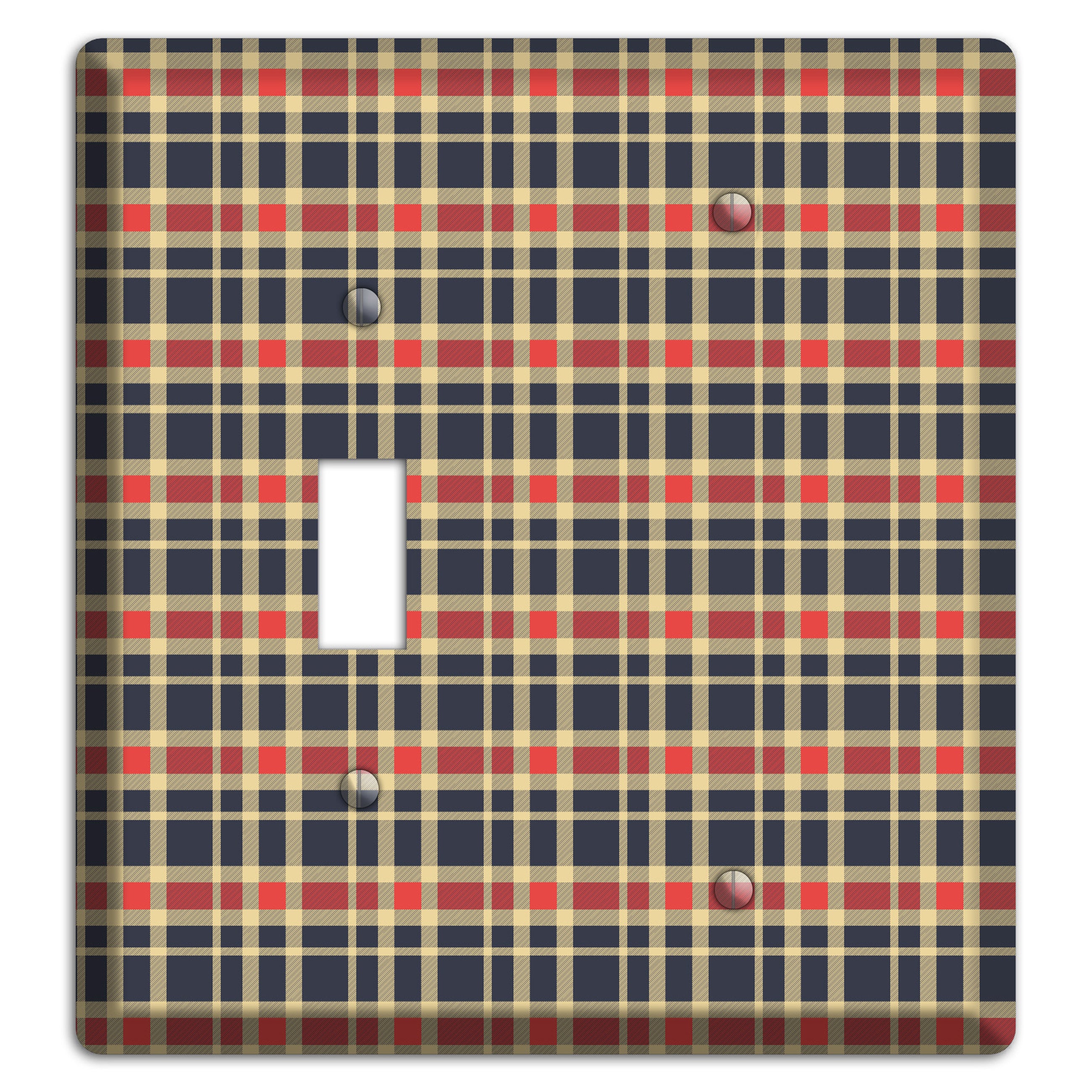 Maroon and Black Plaid 2 Toggle / Blank Wallplate