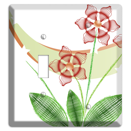 Green Abstract Flowers Toggle / Blank Wallplate