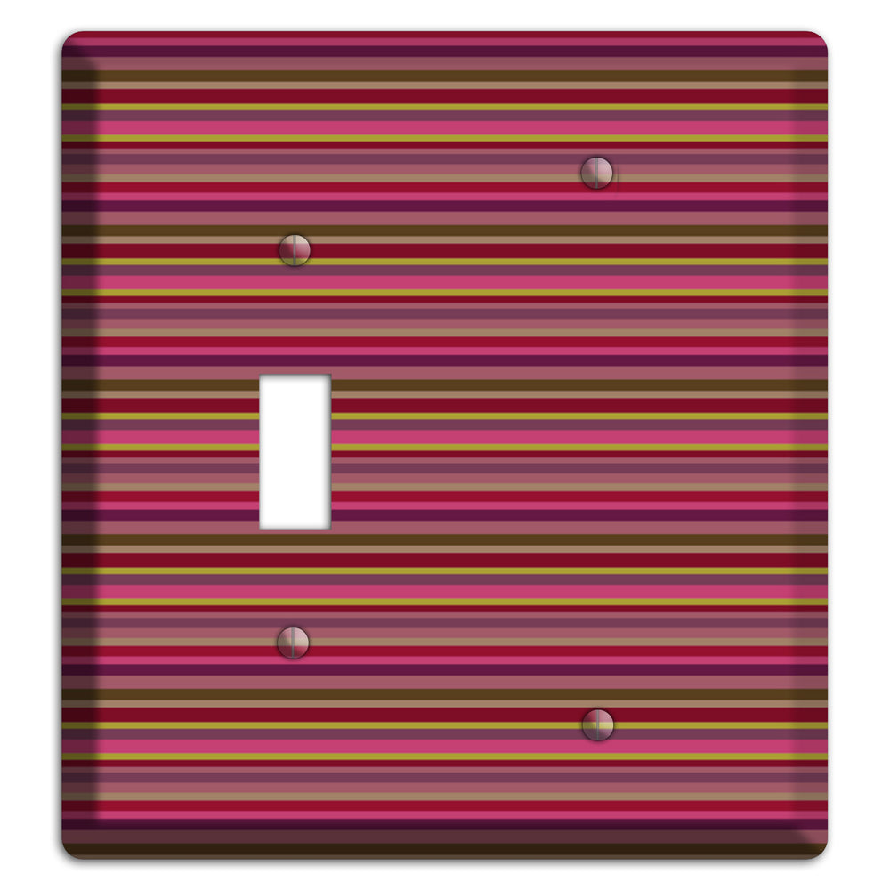 Fuschia Multi Horizontal Stripes Toggle / Blank Wallplate