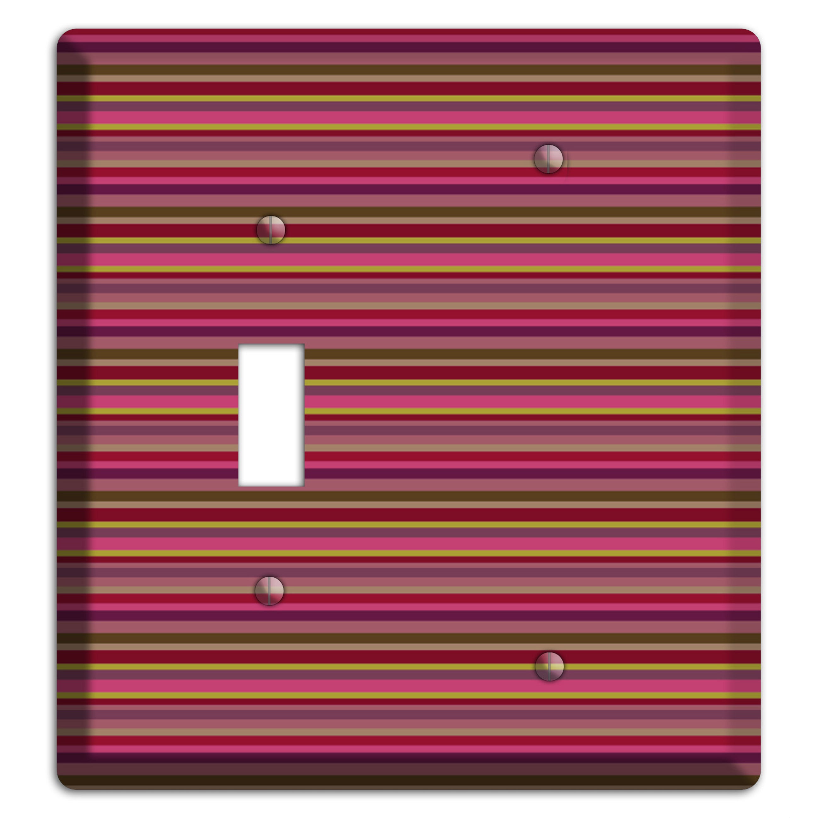 Fuschia Multi Horizontal Stripes Toggle / Blank Wallplate