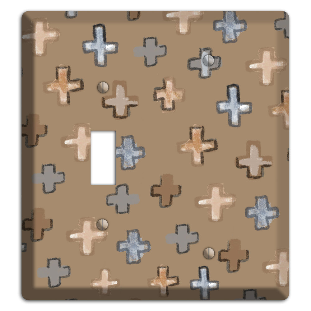 Brown Plus Signs Toggle / Blank Wallplate