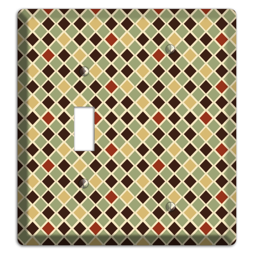 Olive Mustard Maroon Diamonds Toggle / Blank Wallplate