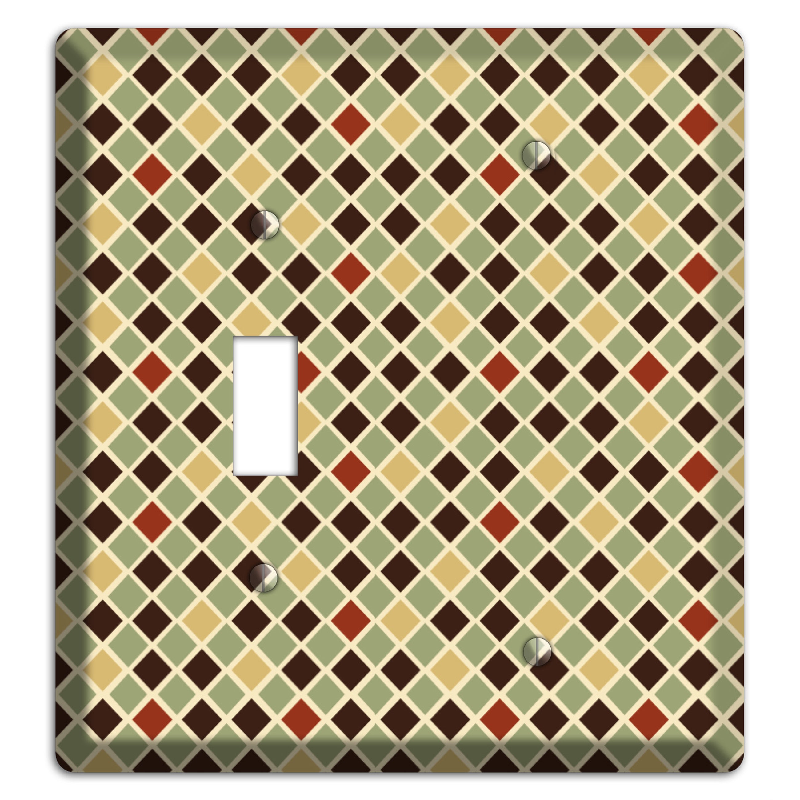 Olive Mustard Maroon Diamonds Toggle / Blank Wallplate