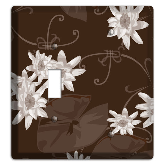 Brown with White Blooms Toggle / Blank Wallplate
