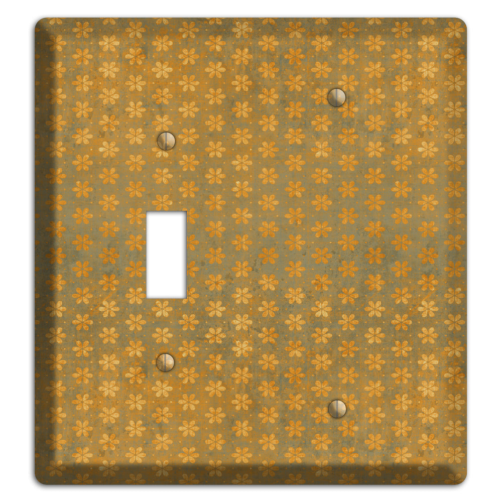 Olive Grunge Floral Contour Toggle / Blank Wallplate