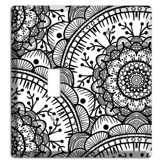 Mandala Black and White Style Q Cover Plates Toggle / Blank Wallplate